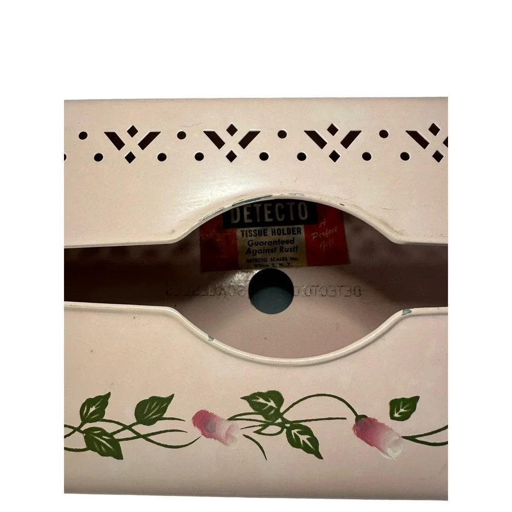 Vintage Detecto metal light pink tissue holder